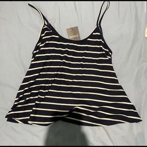 Navy and white crop tank top